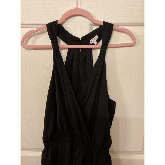 TCEC Crossfront Halter Drawstring Waist Black Women's Jumpsuit, L - Picture 2 of 6